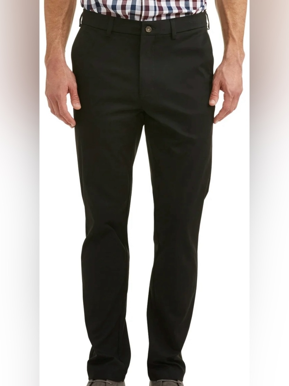 George Men’s Black Flat Front Pants